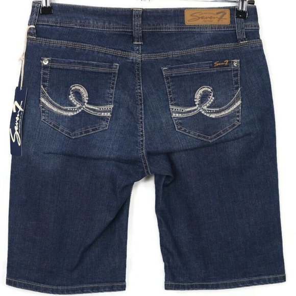 Seven7 Bermuda Jean‎ Shorts Dark Stretch 8 - Picture 1 of 9